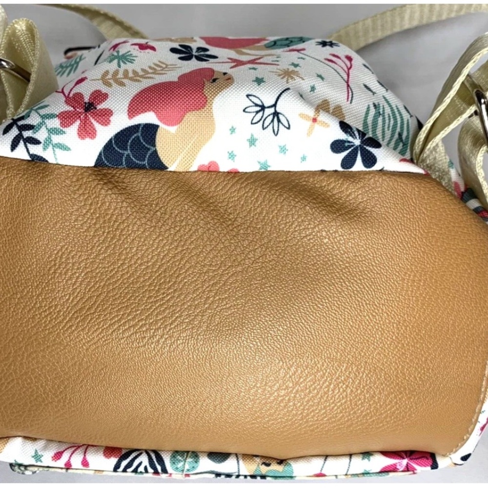 Small Lily Bloom Mermaid Theme Drawstring Backpack Purse - Cream. NWOT - Picture 5 of 7